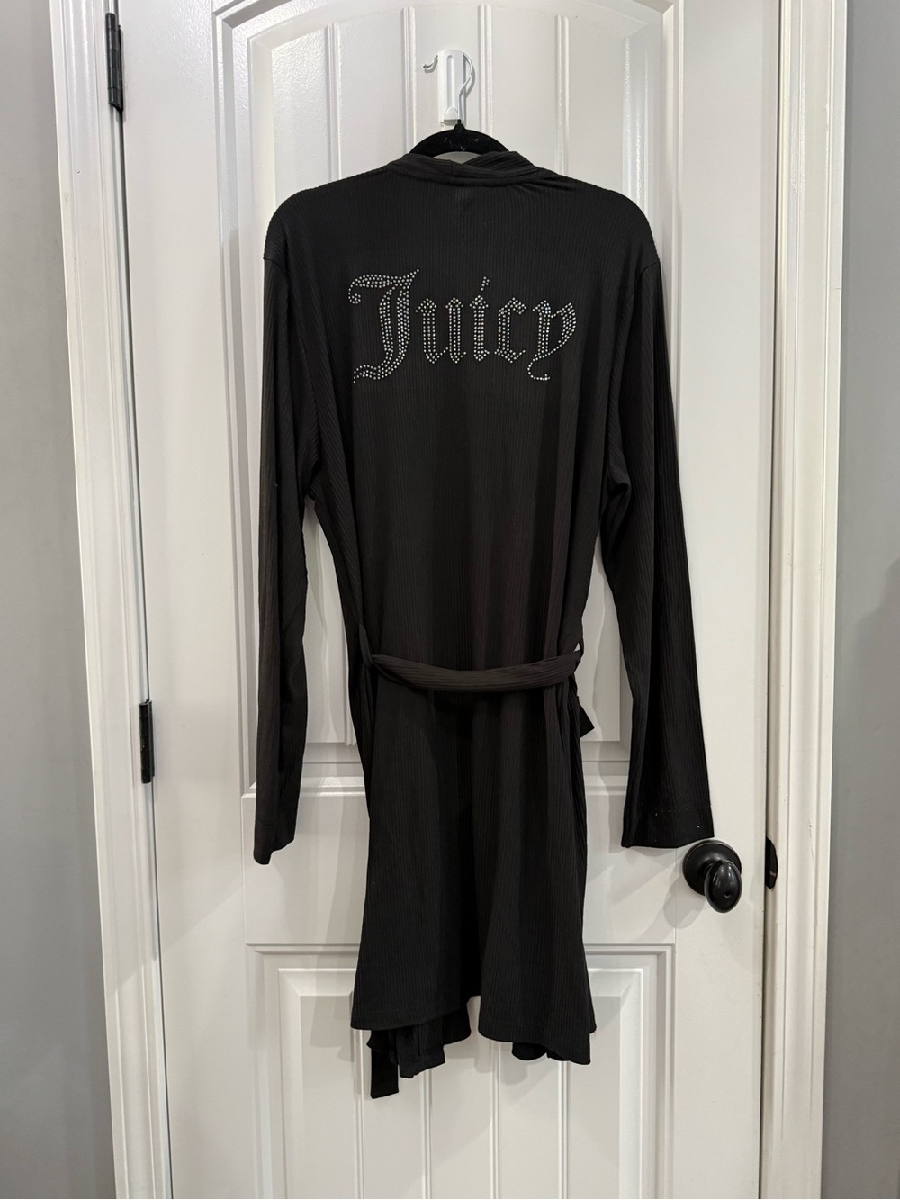 Juicy Couture Black Rhinestone Logo Robe Jacket